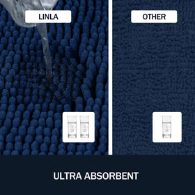 LINLA navy quick-dry rug reduces dampness between uses