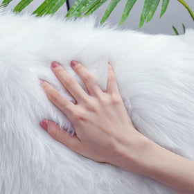Linmopm pet friendly faux fur rug for gentle paw comforts.