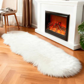 Linmopm plush rug on bedroom floor for cozy mornings.