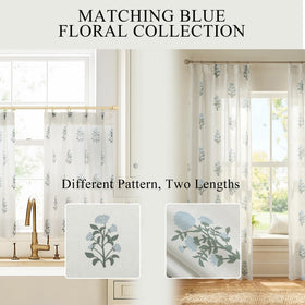 Lino Rosa curtains over sink with blue-green floral print for style