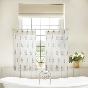 Three hanging options for Lino Rosa curtains with hooks and tabs