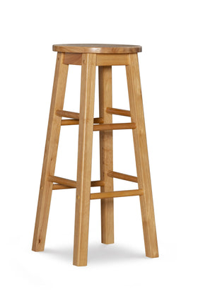 Linon 29-inch barstool with round seat in natural finish, ideal for versatile dining spaces.