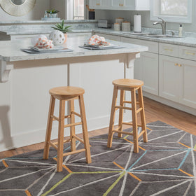 Linon barstool 24-inch seat height fits standard counters.