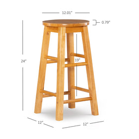Linon barstool close-up shows wood grain and smooth finish.