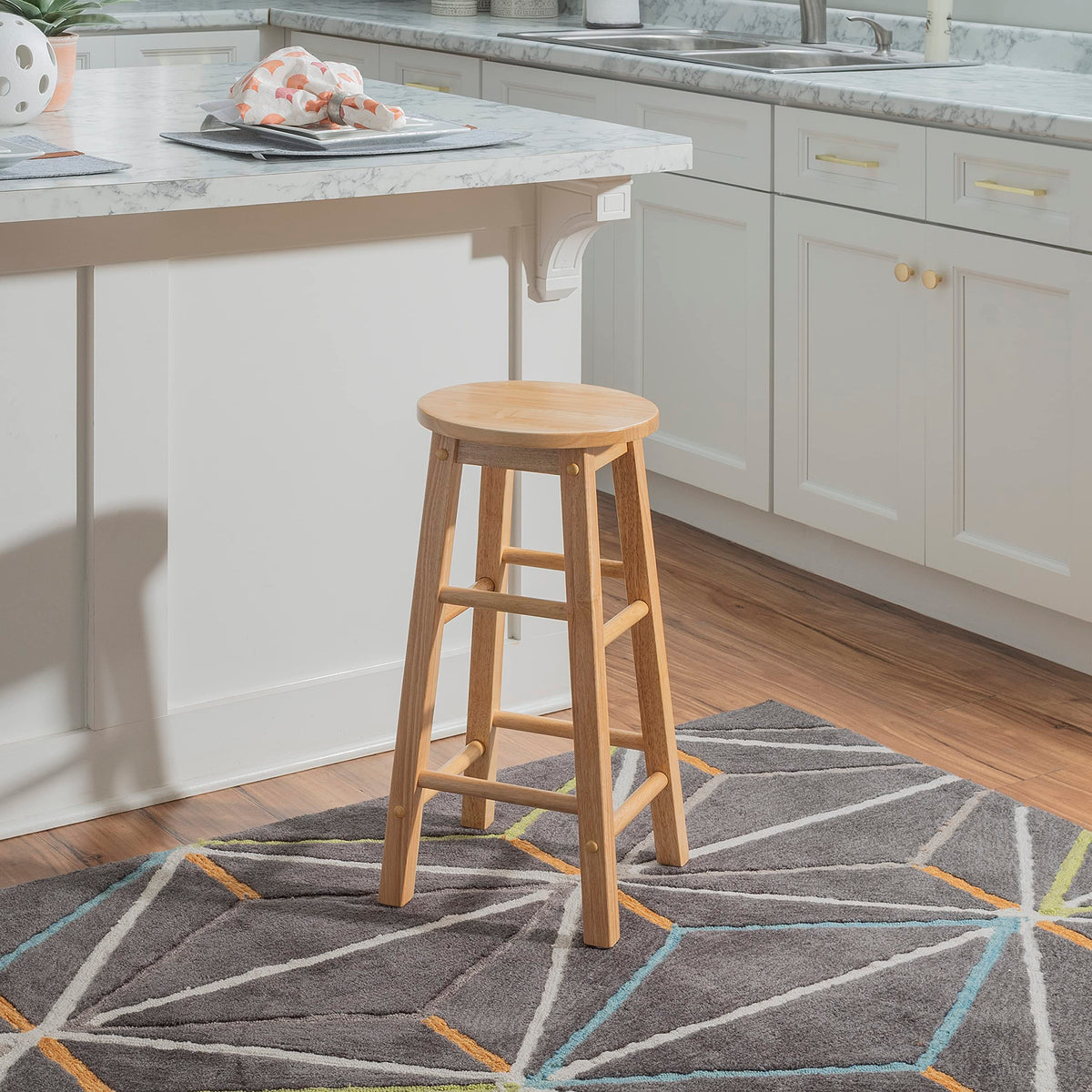 Linon barstool solid wood legs for sturdy support.