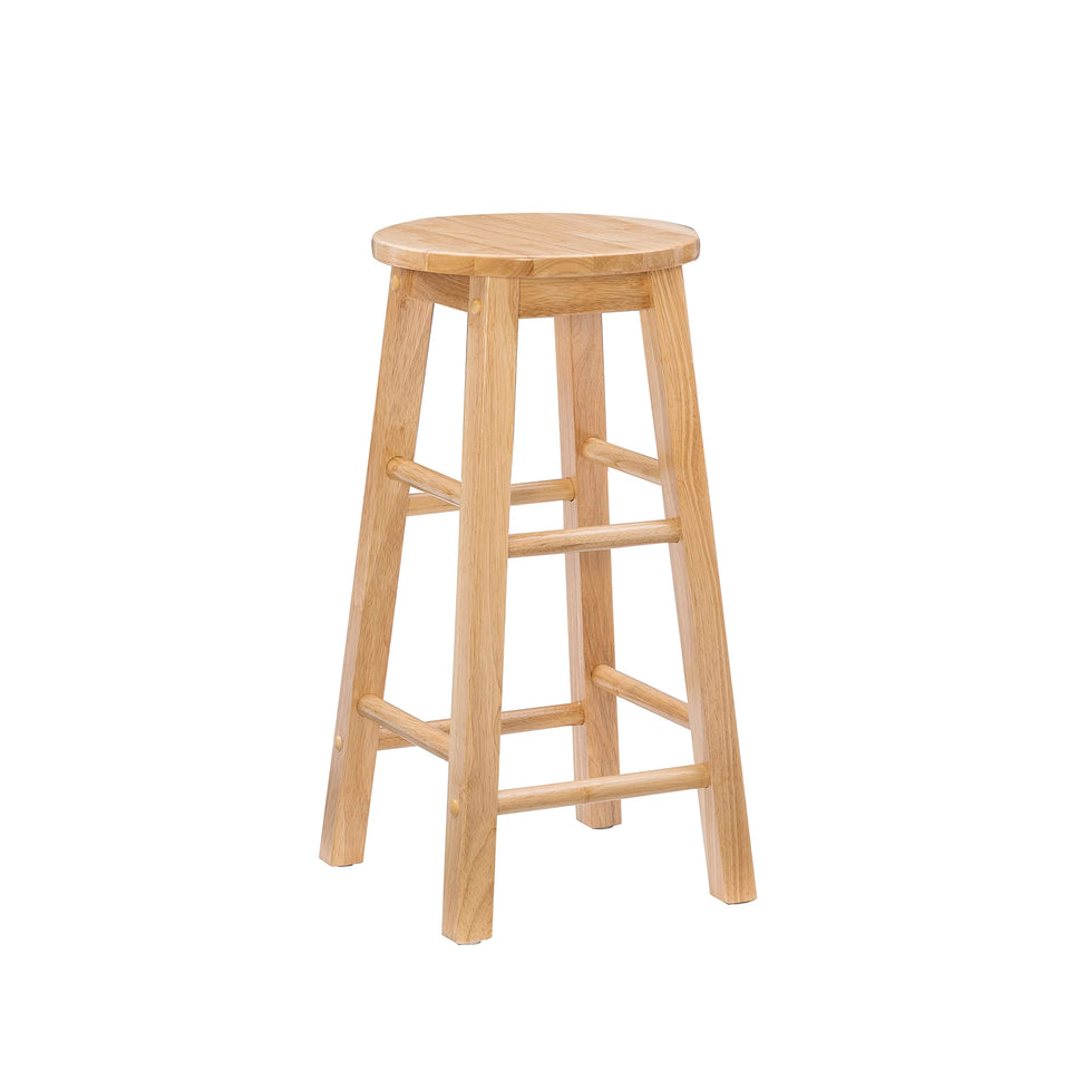 Linon natural barstool round seat with durable wood finish.