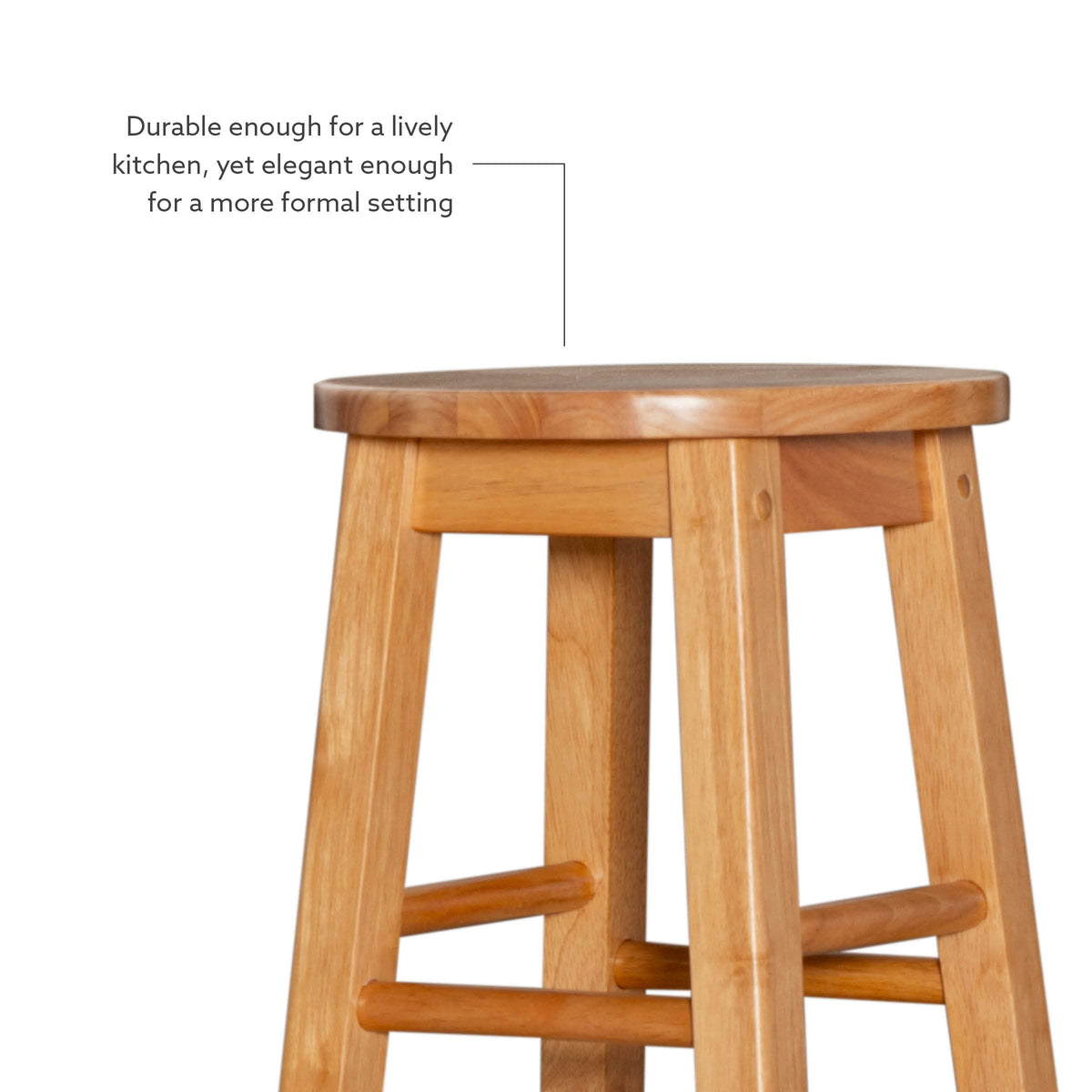 Linon 29-inch seat pairs with bar or counter heights.