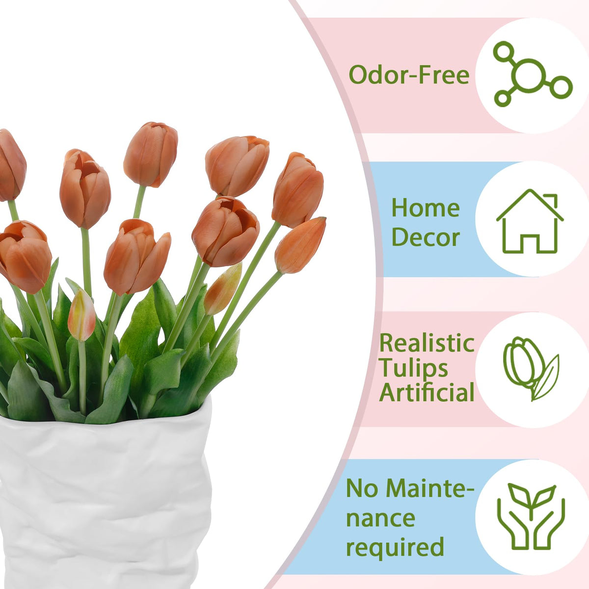 LINSIE coffee artificial tulips 15-stem bouquet for lush arrangements straight from the box.