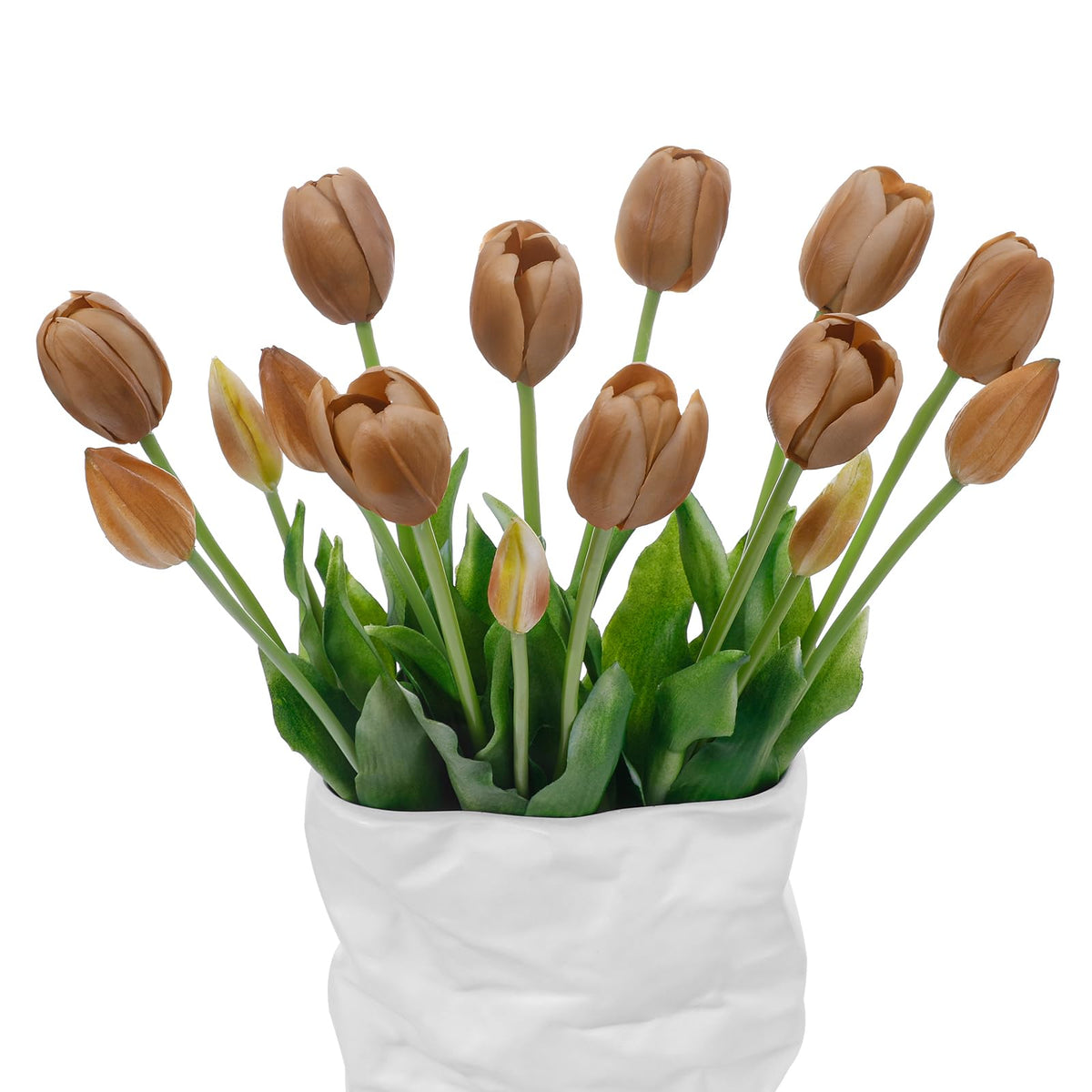 LINSIE coffee artificial tulips collection adds lifelike color for long-lasting indoor or outdoor decor.