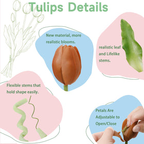 LINSIE coffee artificial tulips snap-on petals enable quick reshaping after transit.