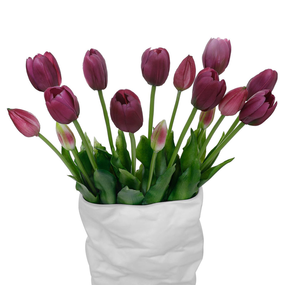 LINSIE deep purple tulips 15-stem pack for vibrant table centerpieces.