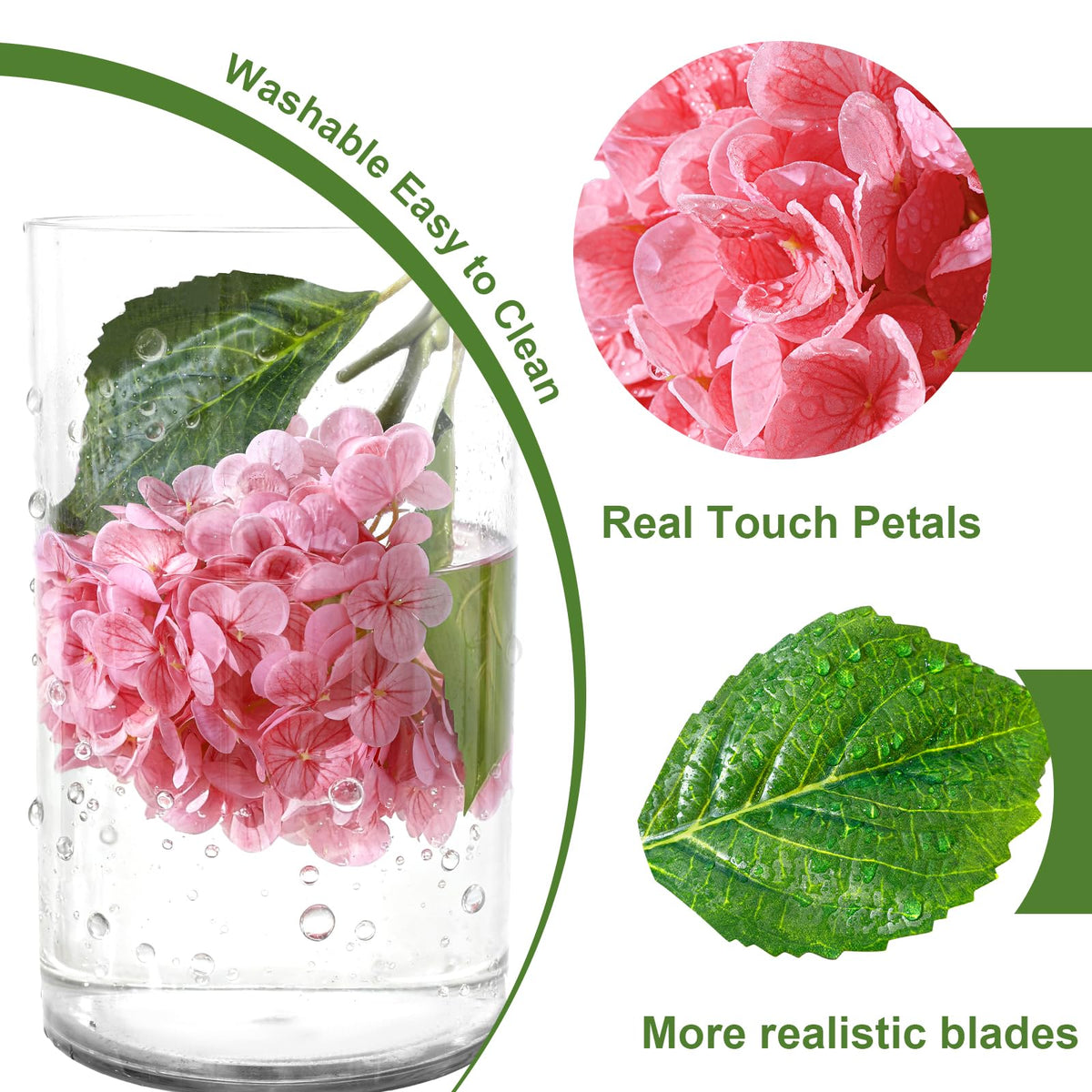 LINSIE pink hydrangea stems standing about 19.7 inches tall for vases.