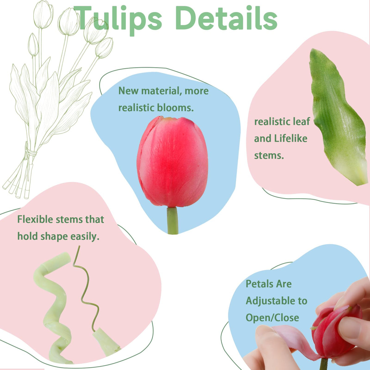 LINSIE tulips with snap-on petals for quick post-shipping repairs.