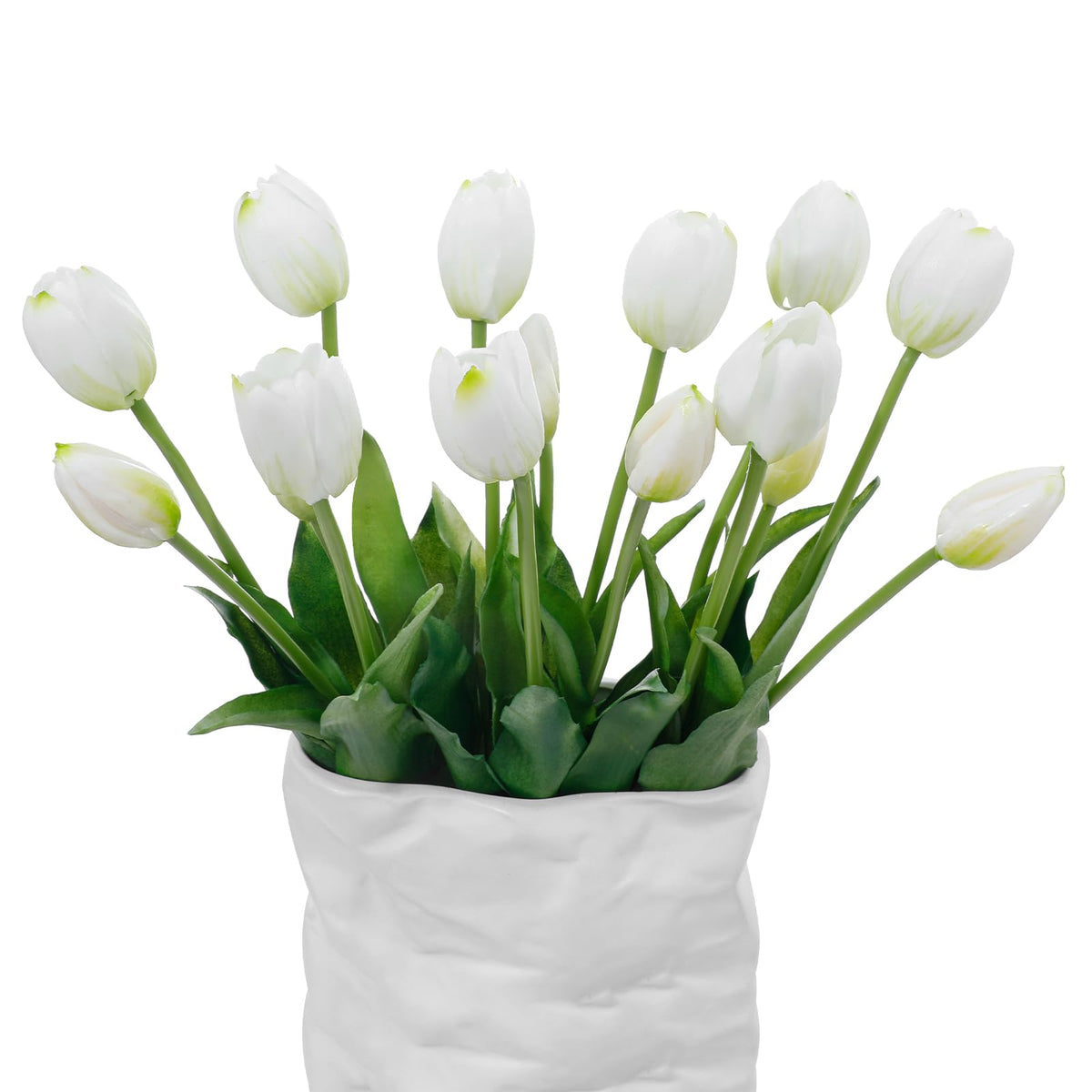 LINSIE white artificial tulips with lifelike texture for premium decor