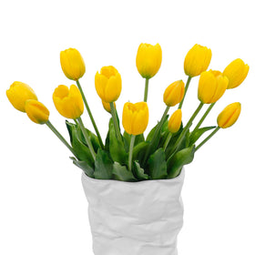 LINSIE yellow artificial tulips collection shows vibrant color and premium latex texture for elegant decor.