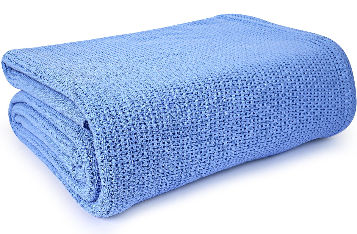 Linteum Blue Hospital Thermal Blanket 66x90 inches provides reliable warmth and patient comfort.