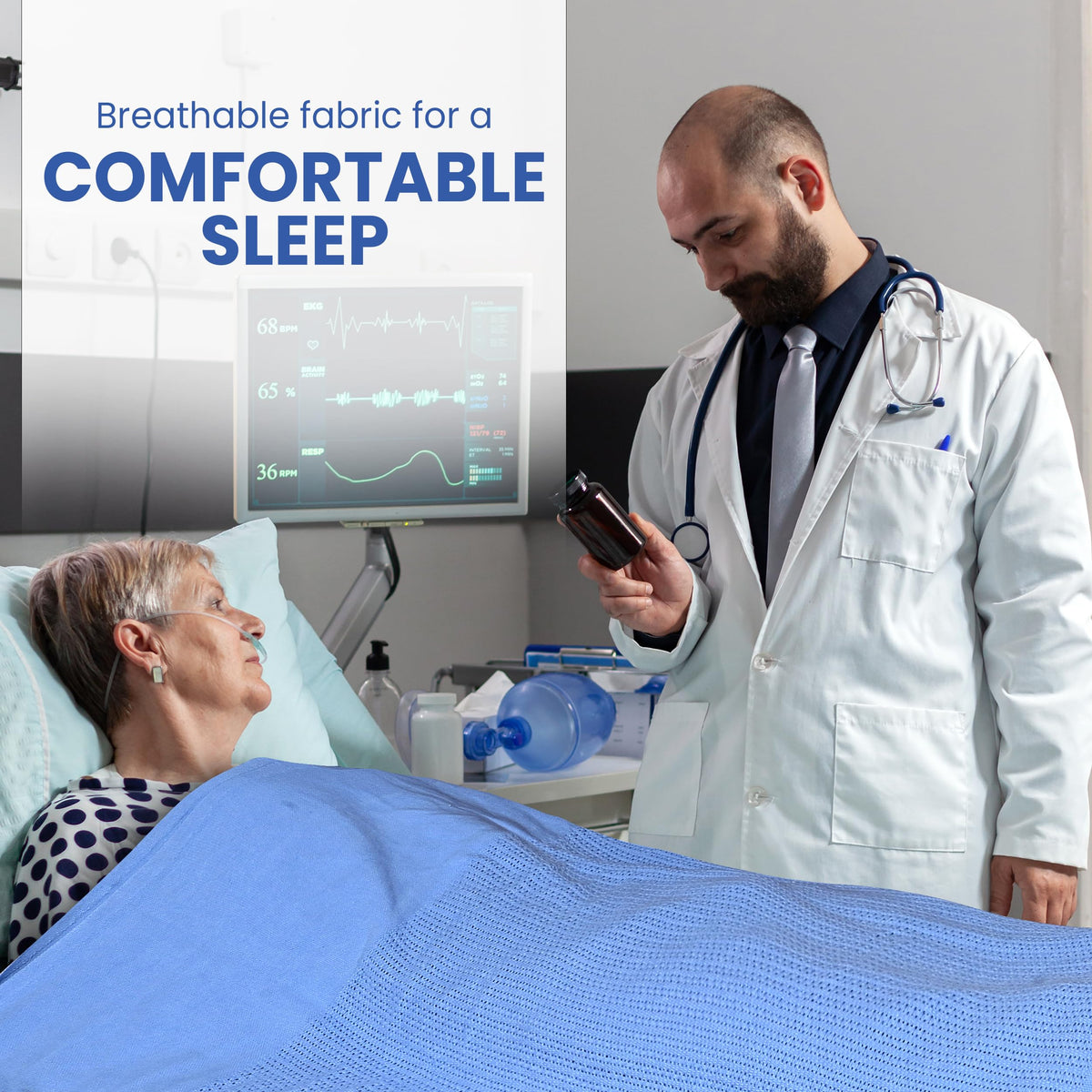 Linteum Breathable fabric keeps patients and caregivers comfortable during long shifts.