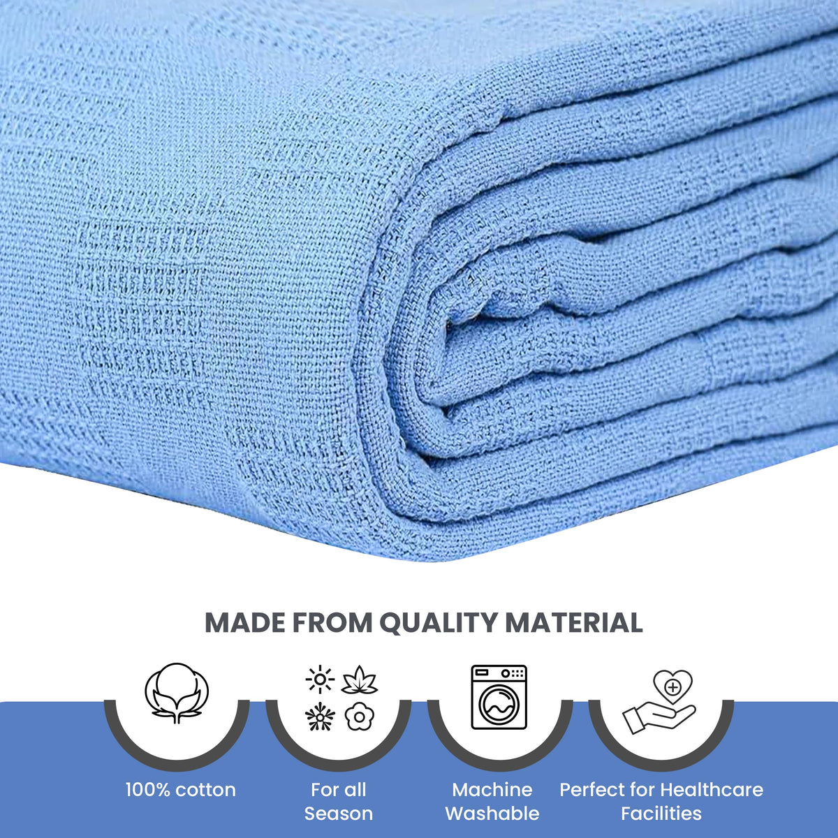 Machine-wash friendly Linteum Textile blue blanket with easy care.