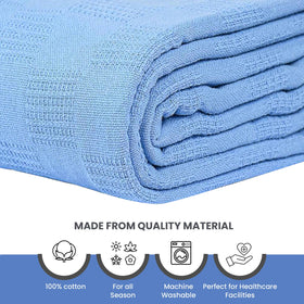Machine-wash friendly Linteum Textile blue blanket with easy care.