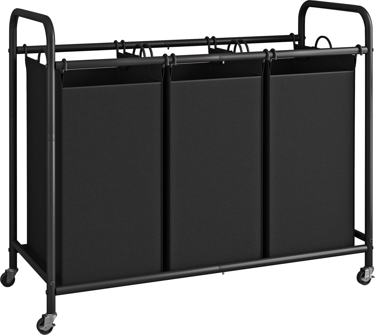 LINZINAR 3-bag laundry sorter cart with three bags for organized laundry sorting.