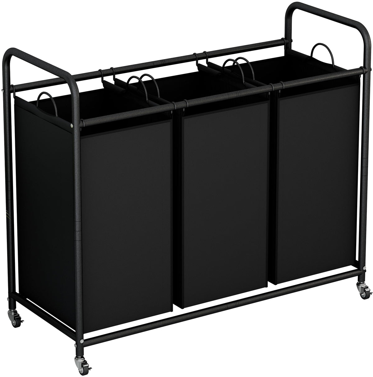 LINZINAR black laundry sorter complements modern laundry rooms.