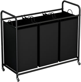 LINZINAR black laundry sorter complements modern laundry rooms.