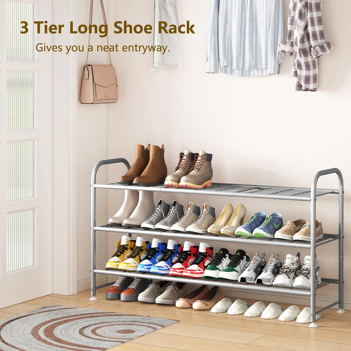 LINZINAR shoe rack with iron construction and anti-rust coating ensures durable daily use.
