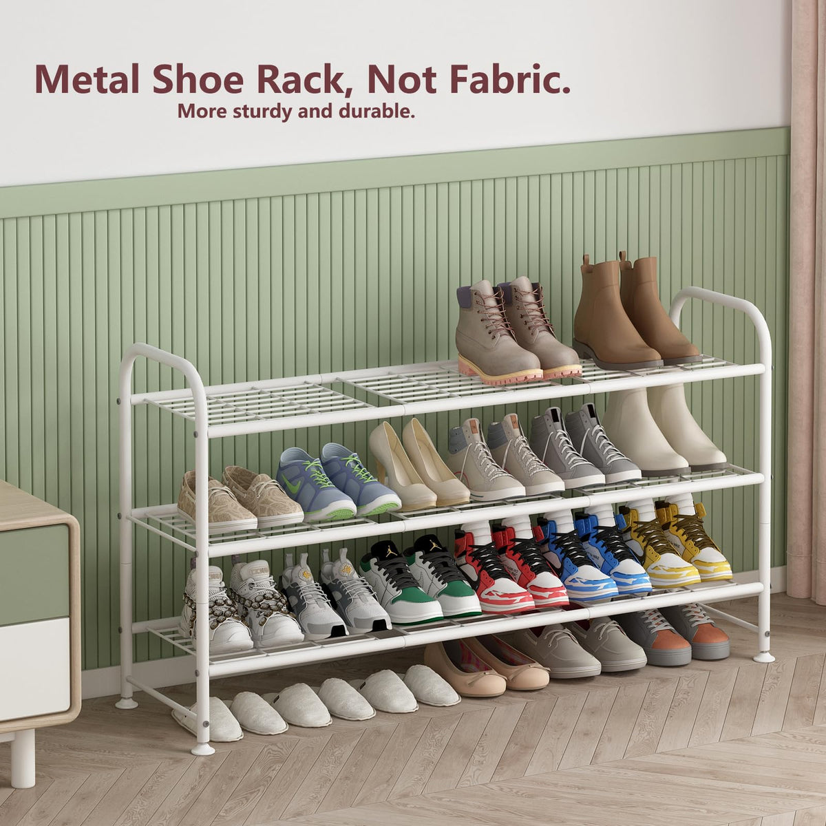 LINZINAR modern black shoe storage in a closet setting.