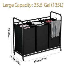 LINZINAR removable laundry bags for easy transport to laundry room.