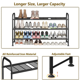 linzinar shoe rack long 3-tier metal storage solution for boots and sneakers