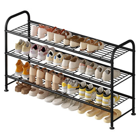linzinar shoe rack long 3-tier metal in black keeps closet organized and accessible