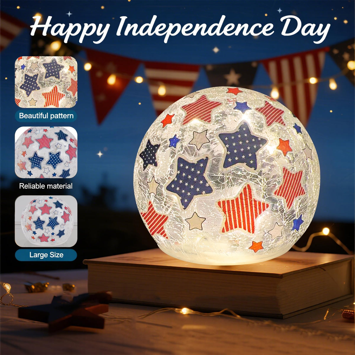 Liooty cracked-glass ball night light is portable for anywhere