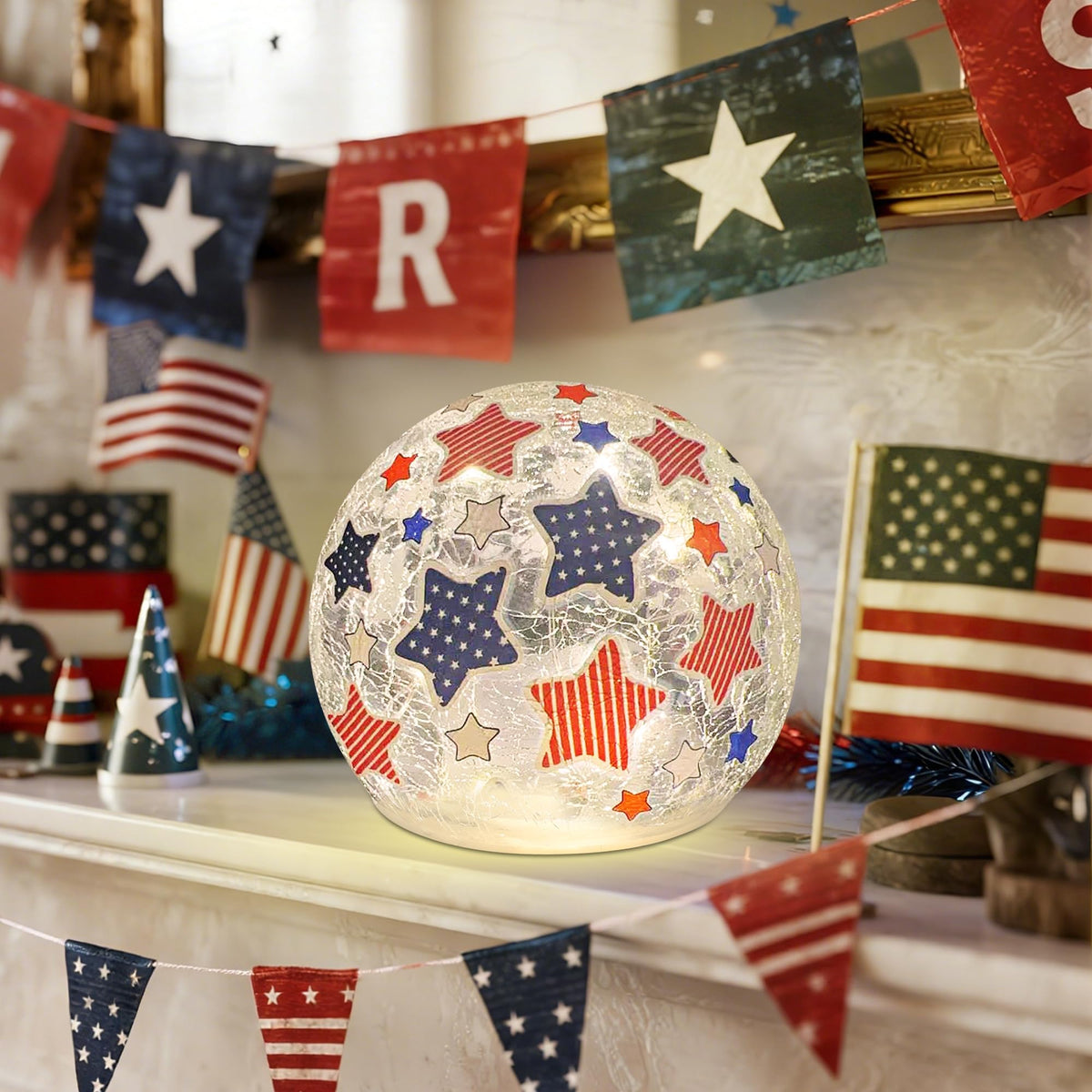 Liooty portable glittering star ball adds patriotic flair indoors or outdoors