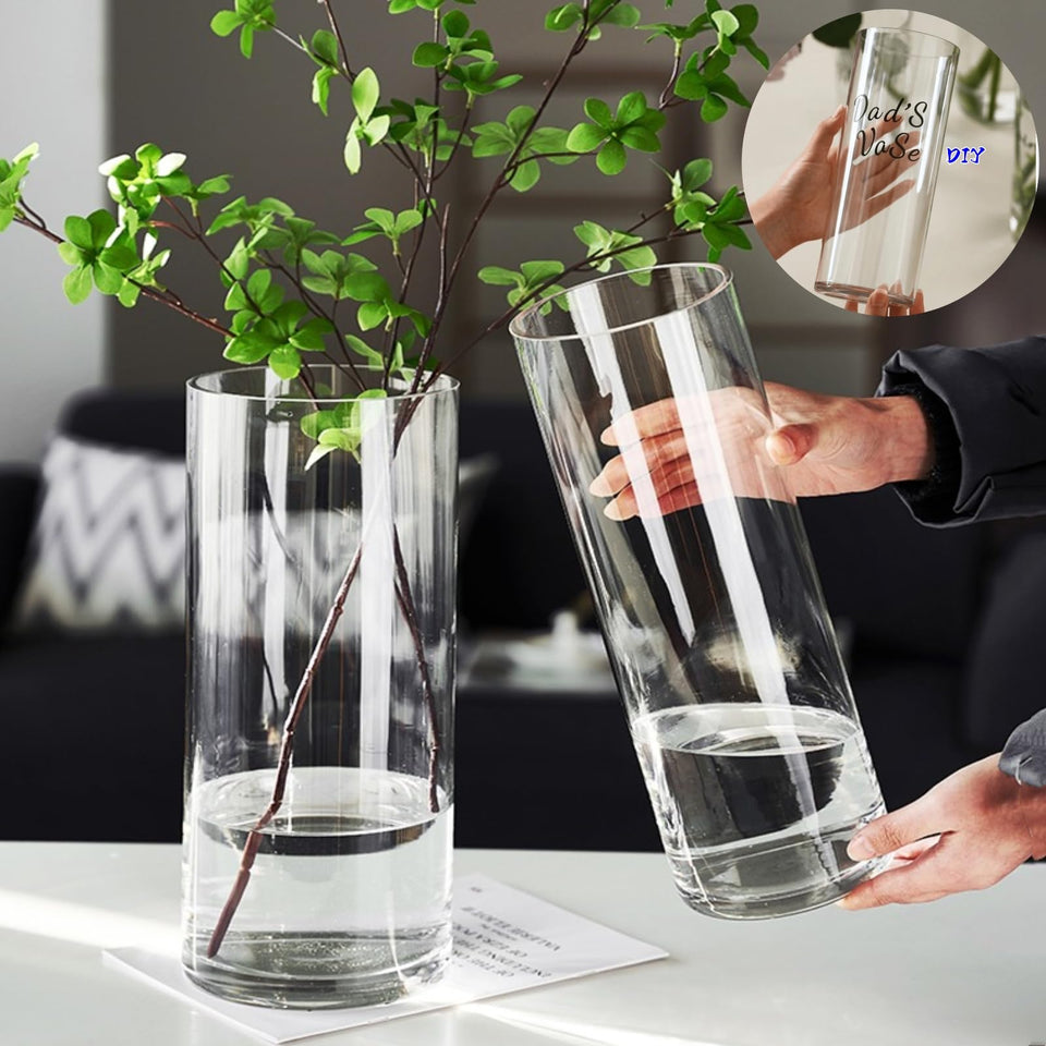 Liotww acrylic cylinder vase, medium clear, ideal for elegant centerpieces