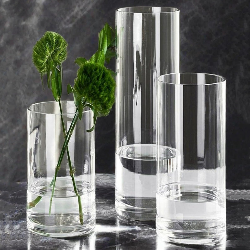 Liotww clear cylinder vase 8in for chic bouquets and hydroponic displays.