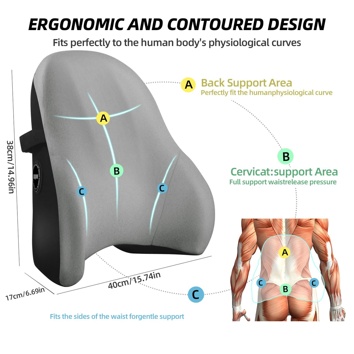 LIQUN pillow breathes with mesh cover, keeping you cool during long sit-downs.
