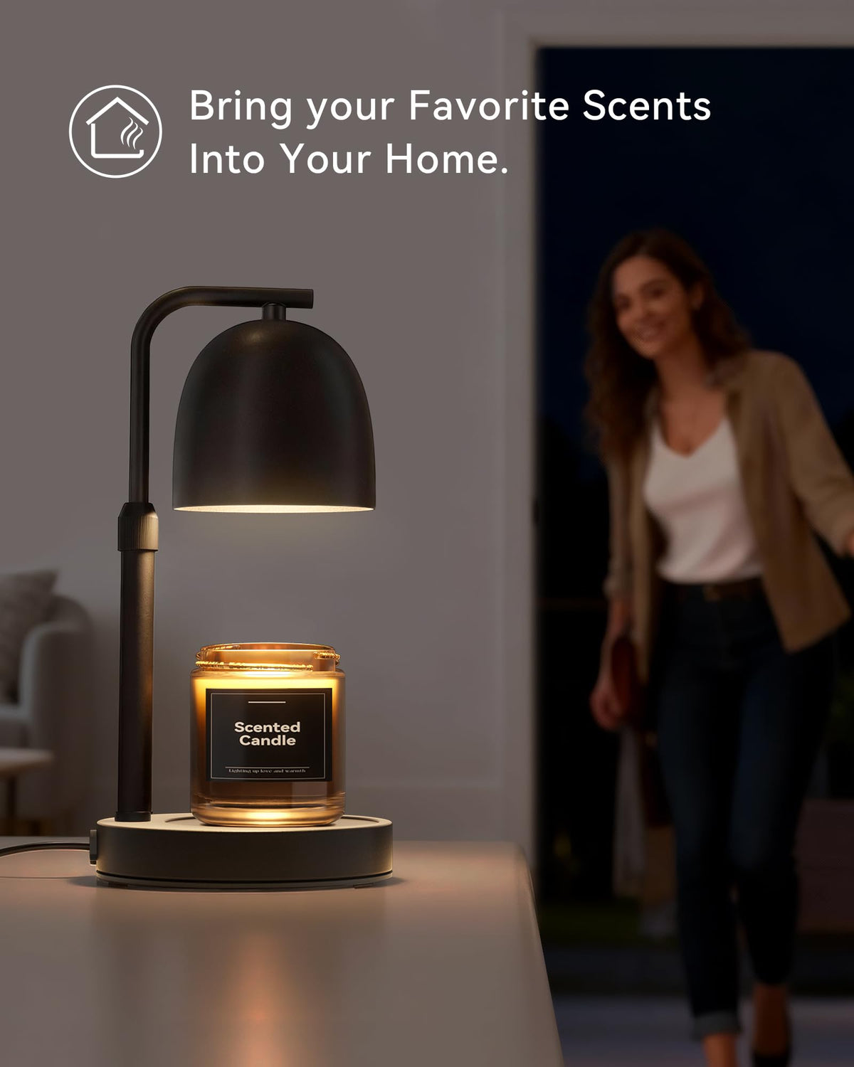 LISUNAR candle warmer lamp adjustable height for taller jars or compact setups.