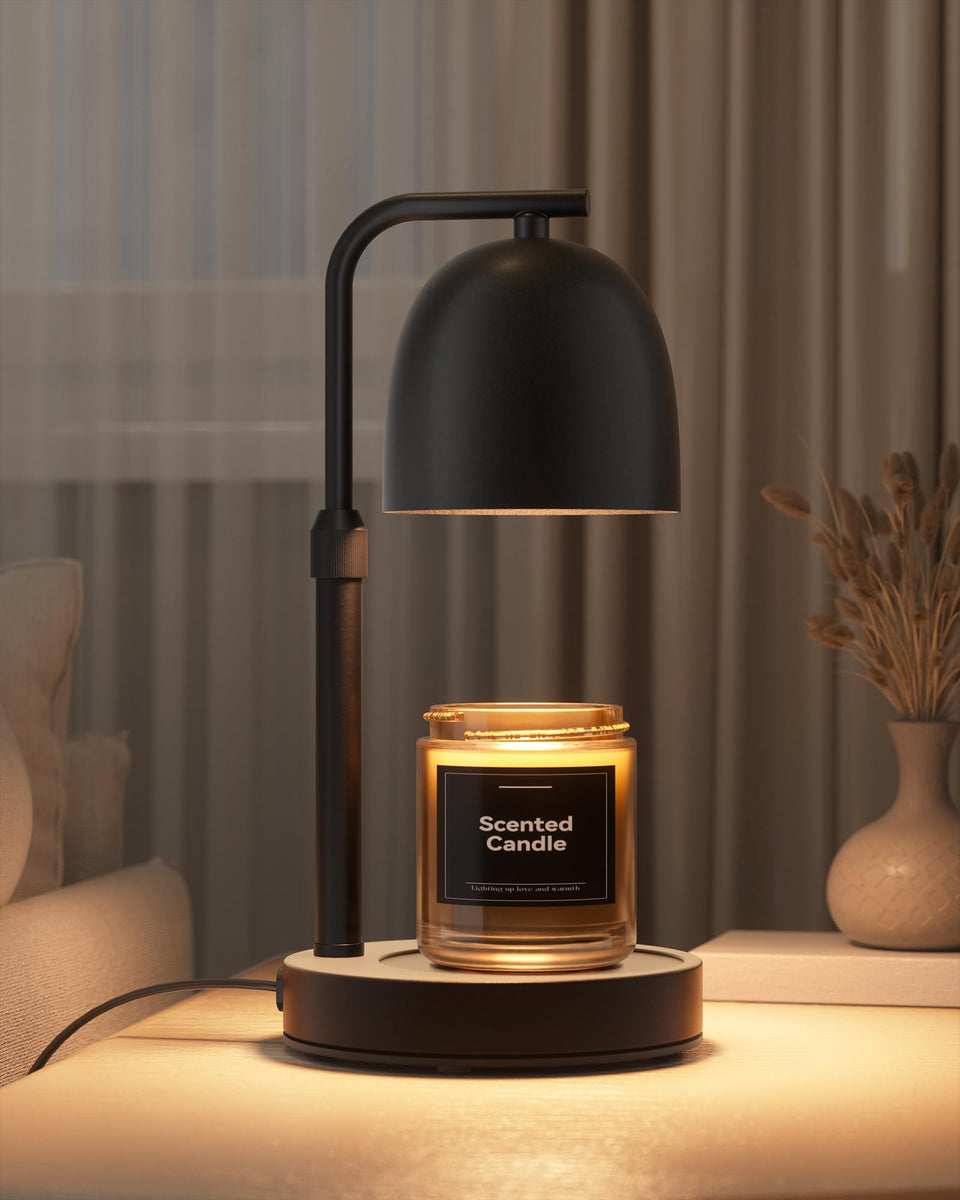 LISUNAR candle warmer lamp with timer in black for flameless, clean fragrance release.