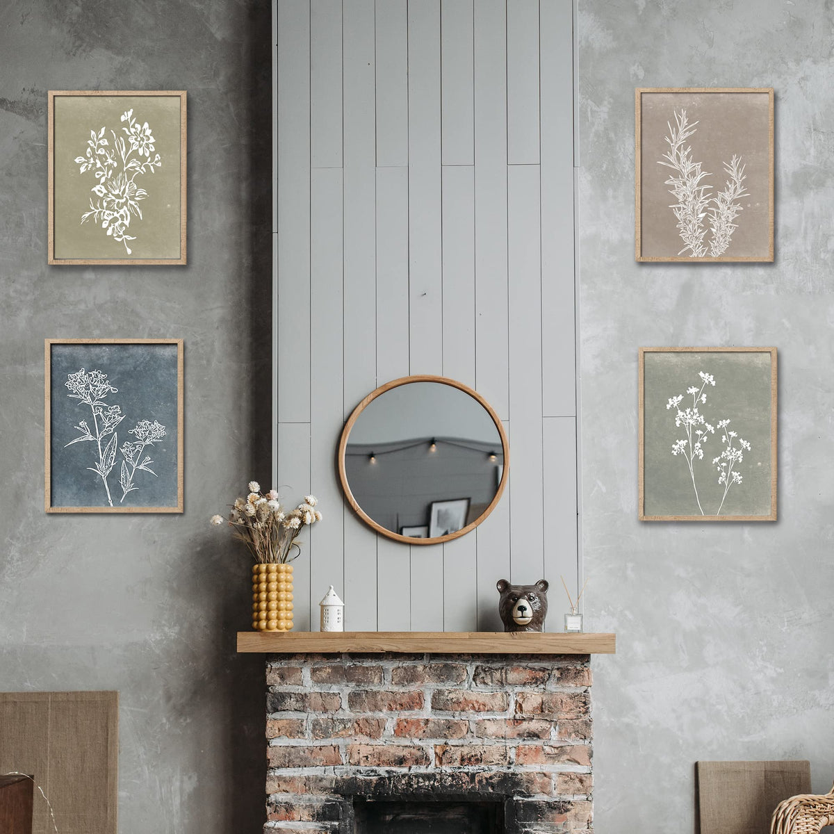 Liswit neutral botanical wall art with varied backgrounds suits diverse decors.