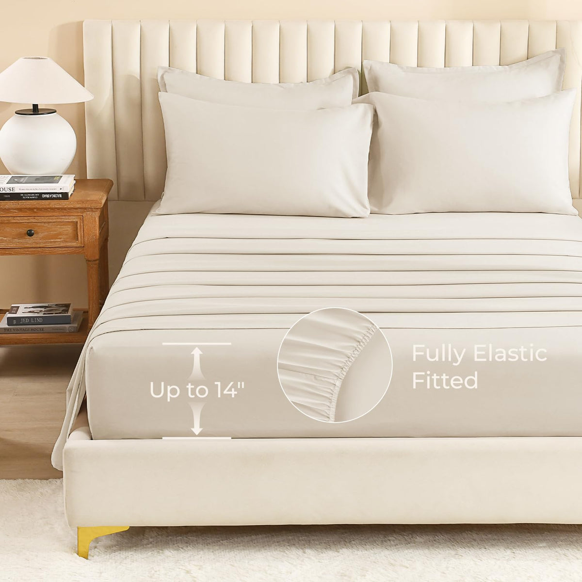 Litanika bed-in-a-bag king beige bed on styled bed for easy styling