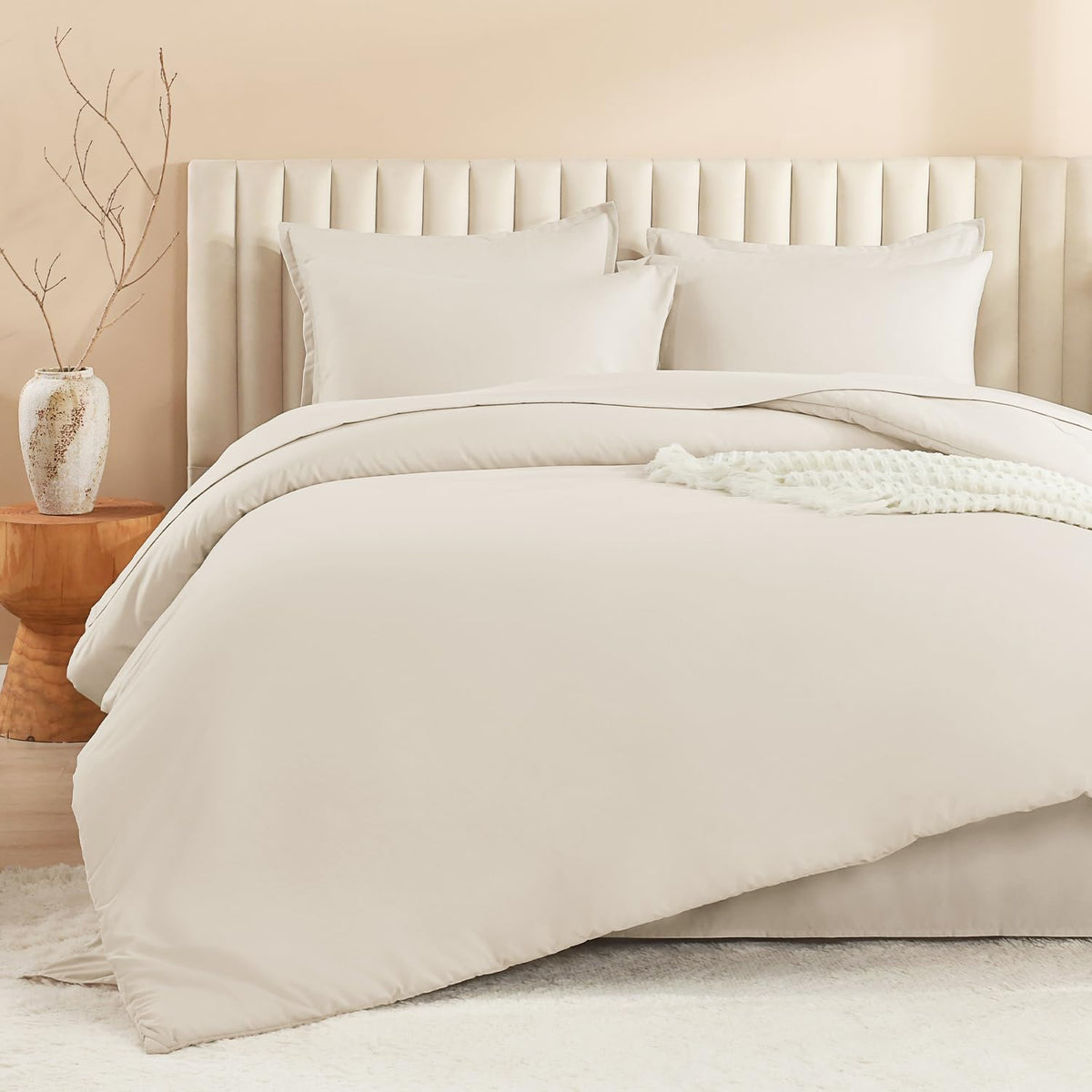 Litanika bed-in-a-bag king beige pillowcases paired with shams for cohesive look