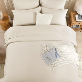 Litanika bed-in-a-bag king beige room setup with neutral decor