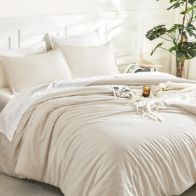Litanika bedroom scene with boho beige vibe and versatile style