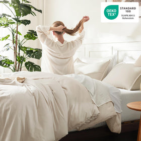 Litanika beige comforter 79x90 inches with fluffy, lightweight fill