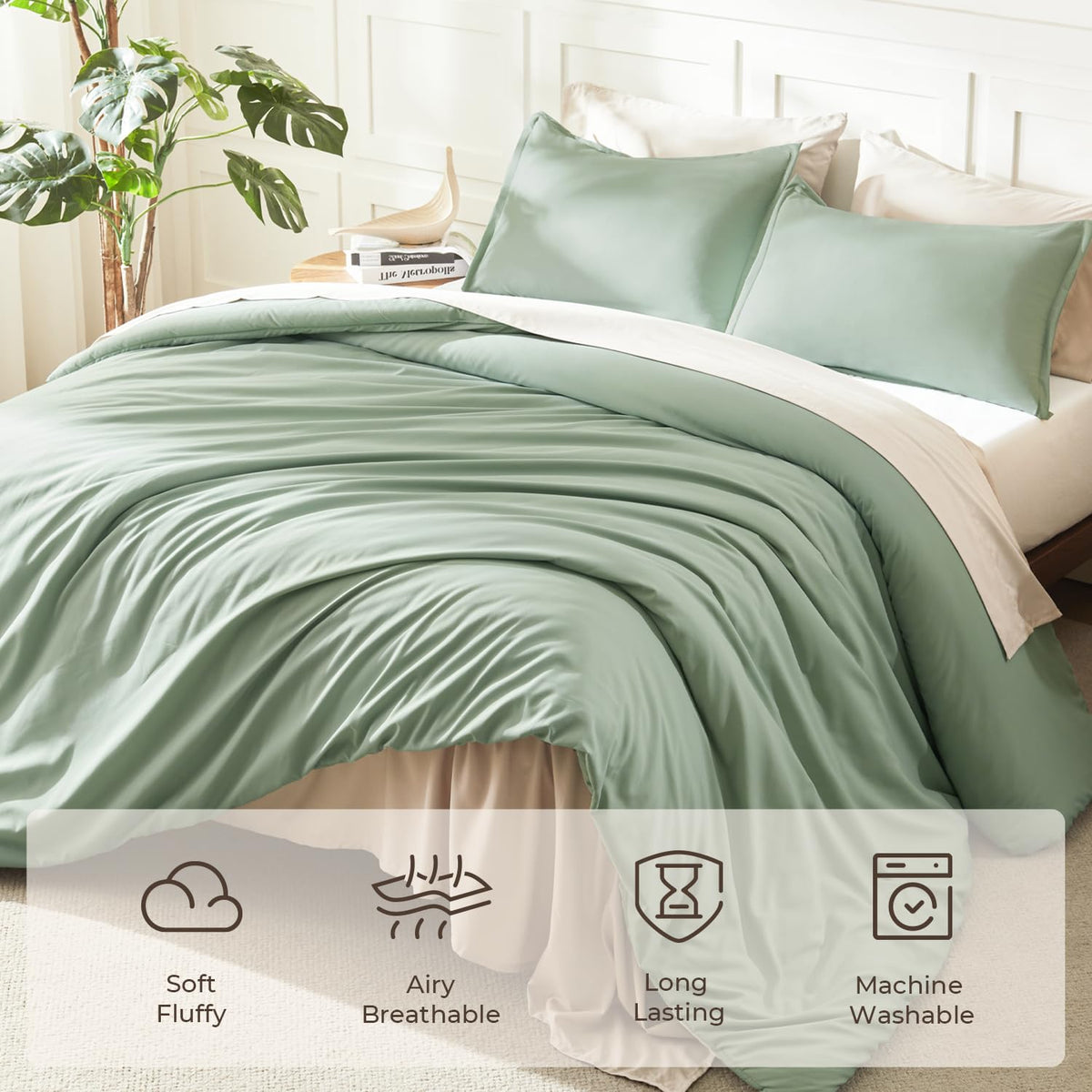 Litanika comforter on bed with pillows creating a casual, stylish setup.
