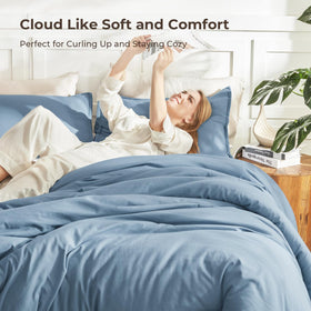 Litanika king pillowcases in grayish blue for soft, breathable bedtime comfort.