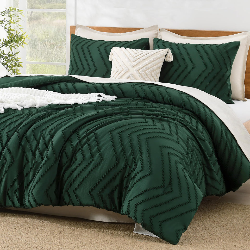Litanika king size comforter set in dark emerald green for luxurious year-round warmth