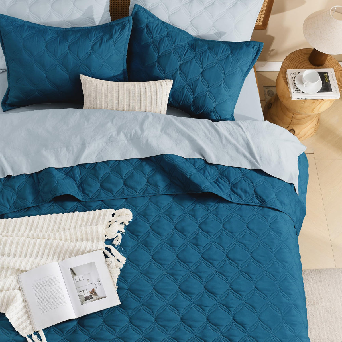 Soft microfiber texture of Litanika quilt for lightweight warmth.