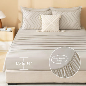 Litanika queen comforter with chenille embroidery detail adds subtle texture.