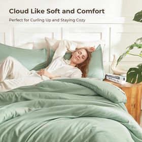 Litanika Queen Comforter Sage Green vacuum packaging shows compact storage and easy handling.